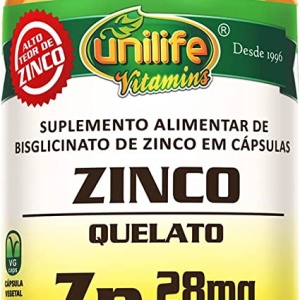 Zinco - 60 cápsulas - 28mg - Unilife